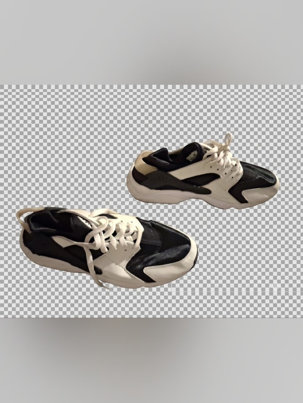 Nike Air Huarache (Run) Sneakers – White, Black & Navy (Men's Size 12) - Picture 3 of 4